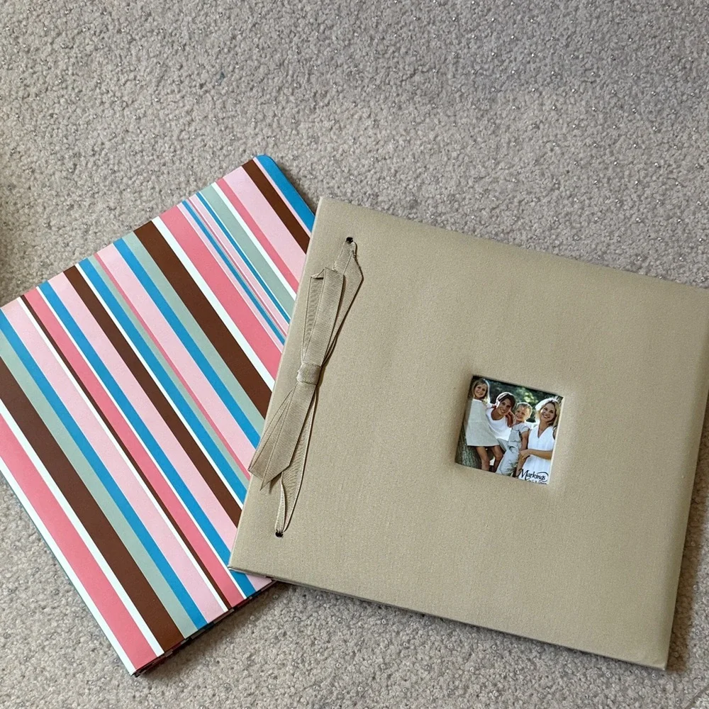 2 Striped and Beige Scrapbook Albums